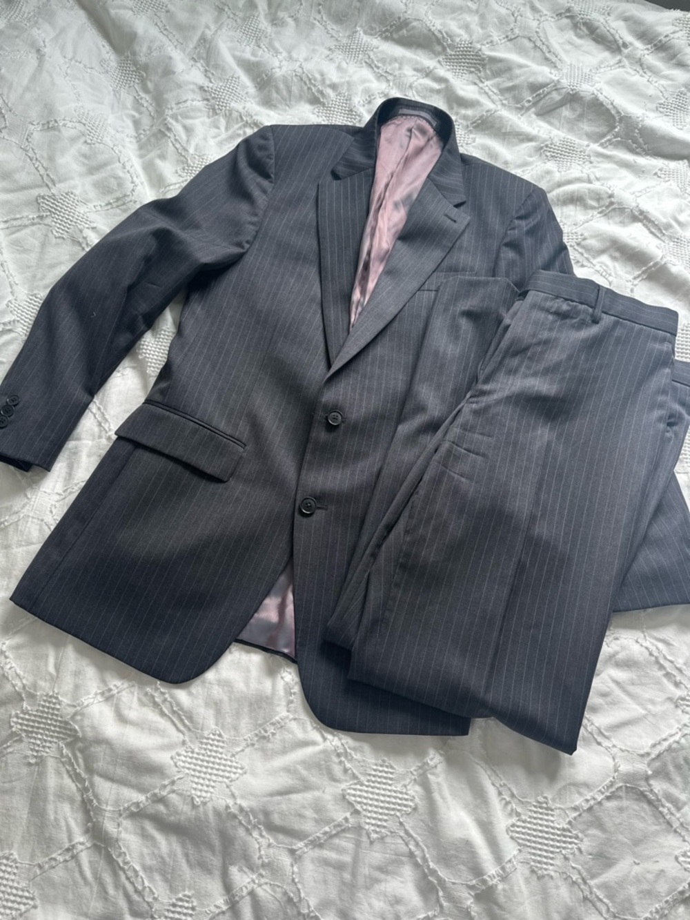 Next Tailoring 100% Wool Pinstripe Suit | 38R &  32R | Two-Piece Business Suit
